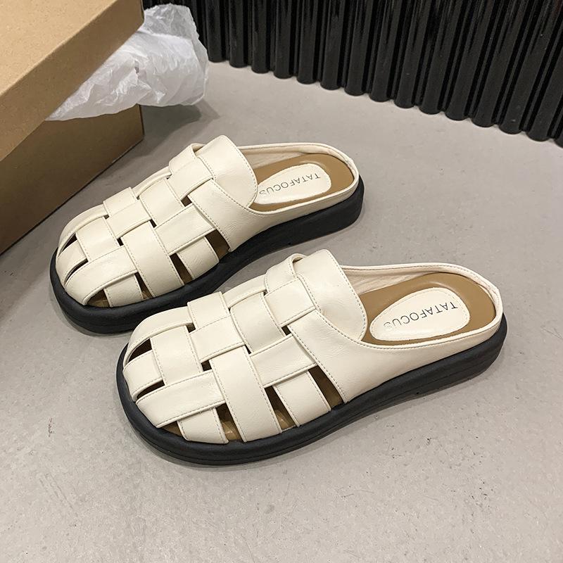 Office slippers women's summer wear 2025 new Baotou Roman half drag versatile casual Muller sandals one pedal