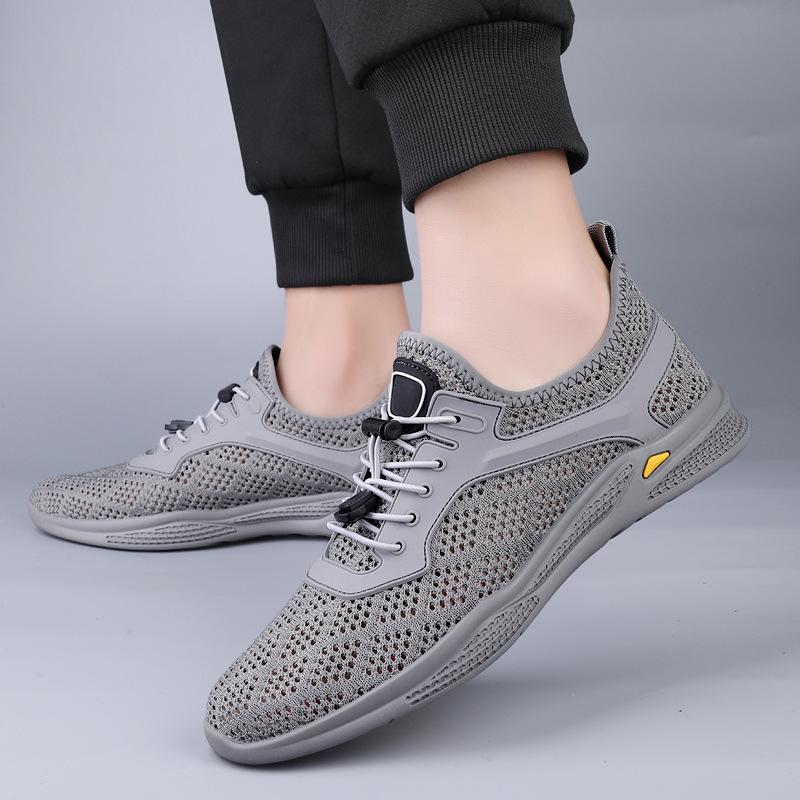Men's shoes 2025 summer new breathable thin hollow mesh shoes men's soft sole lightweight casual sports trendy shoes