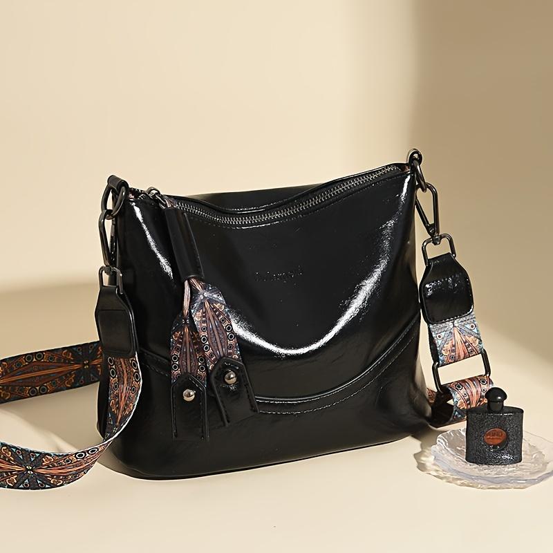 Dámská kabelka přes rameno ve vintage stylu, prostorná crossbody taška s nastavitelným popruhem, zapínání na zip, více kapes, lehká módní designová kabelka