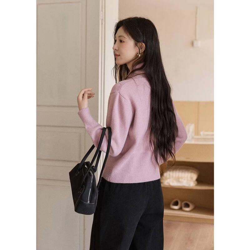 Women's Taro Purple Detachable Scarf Collar Knit Sweater