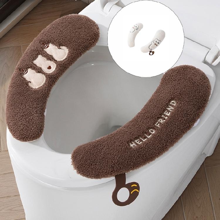 Soft Toilet Seat Cover Soft Fleece Fabric Quick Installation Slip Proof Base Winter Ready Bathroom Accessory
