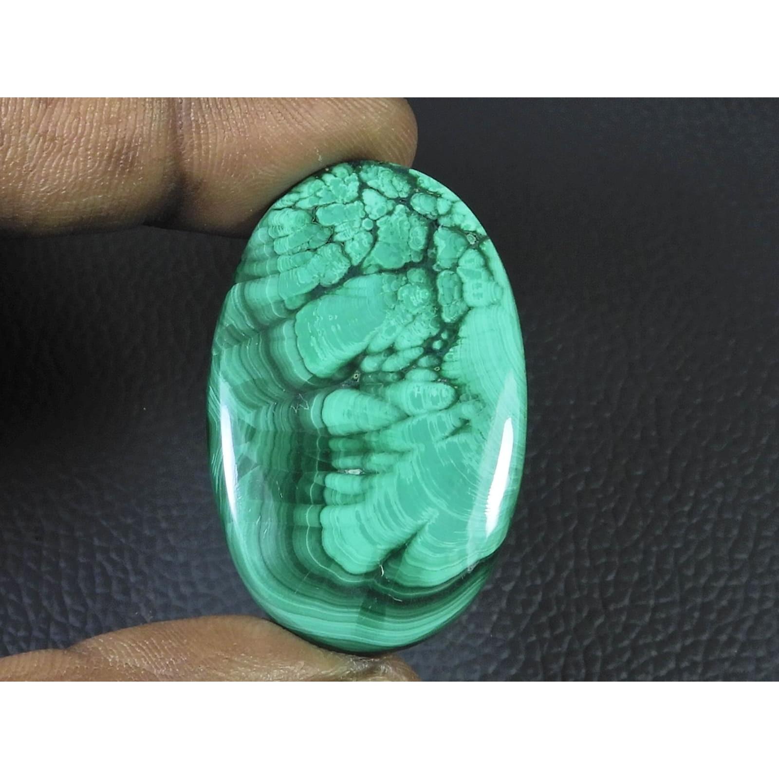 27X43X4MM Natural Malachite Flower Design Oval Cabochon Loose Gemstone 70Cts D-464