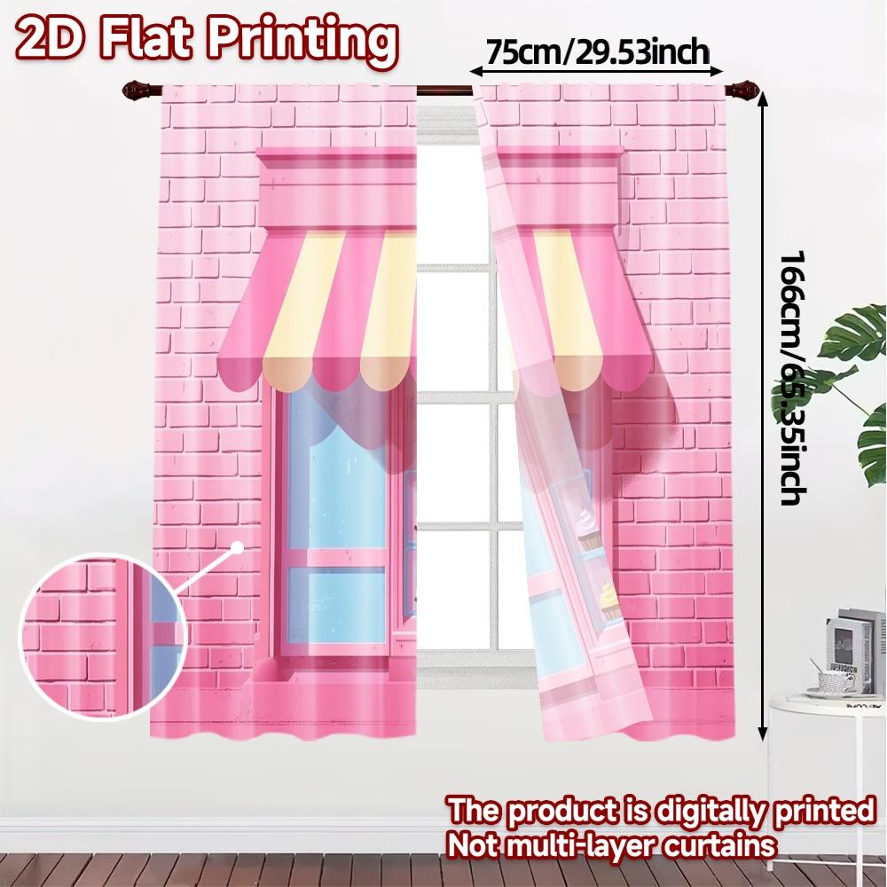 2pcs   2D FLAT PRINTING Curtains (Without Rod) CandyShopFront Creative Modern Curtains Yarn Curtains Versatile All Perfect for