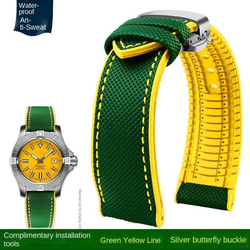 20mm 21mm 22mm 23mm 24mm universelles Nylon FKM-Gummi Unterarmband Wasserdichtes Uhrenarmband für Omega IWC SEIKO Uhr Herrenarmband