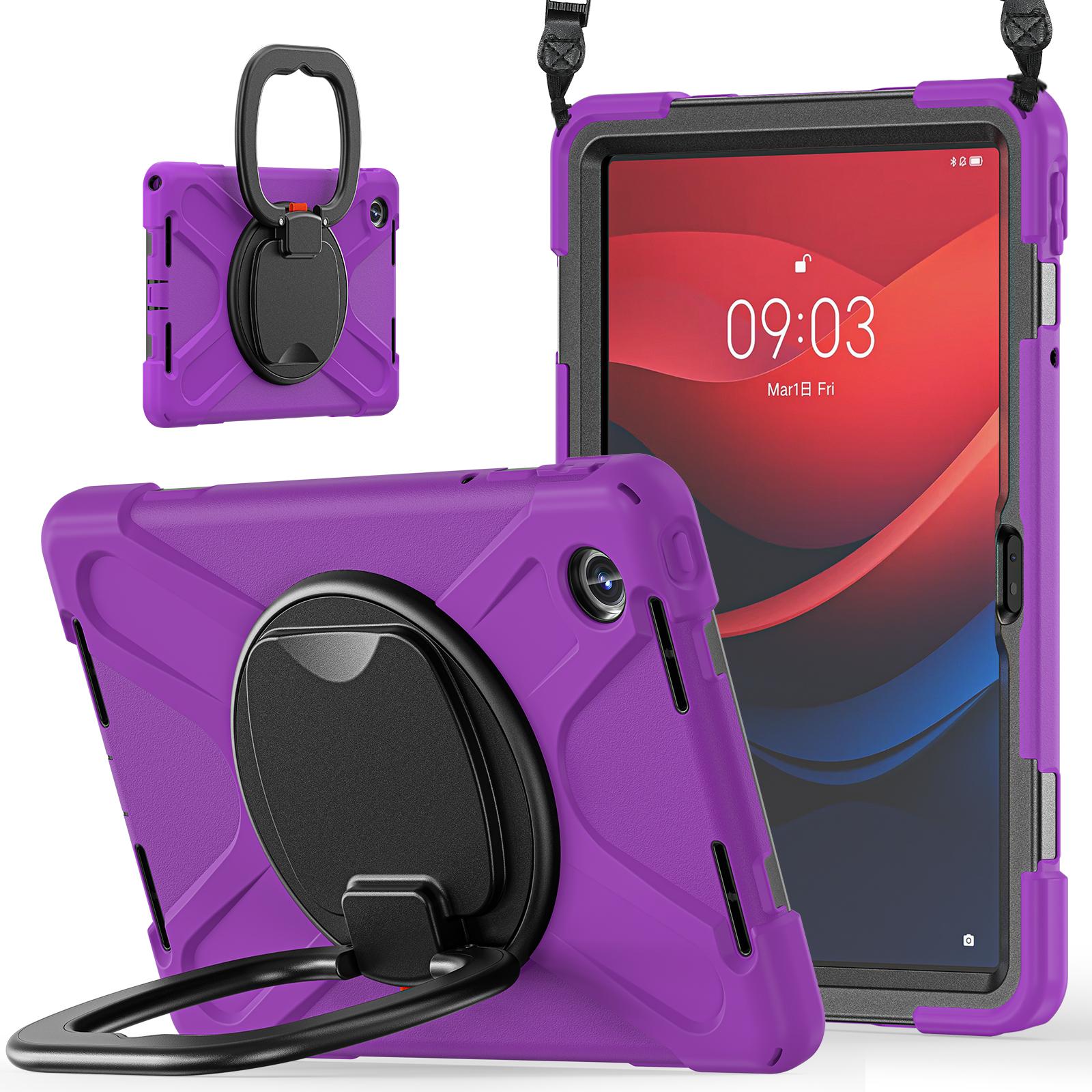 

For Lenovo Tab M11/Xiaoxin Pad 11 2024 TB-330FU 331FC Kickstand Case Tablet Cover with Shoulder Strap Purple