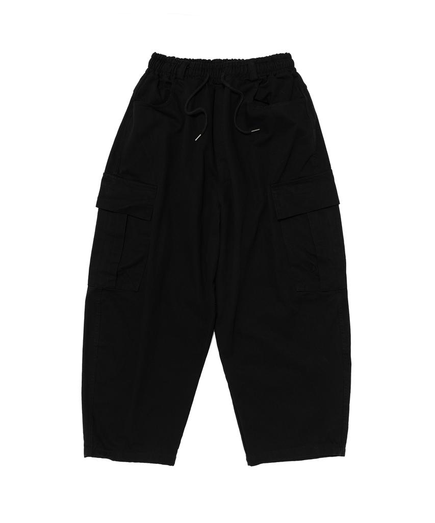 CARGOBROS Washed Cotton Curved Big Cargo Pants (Black)