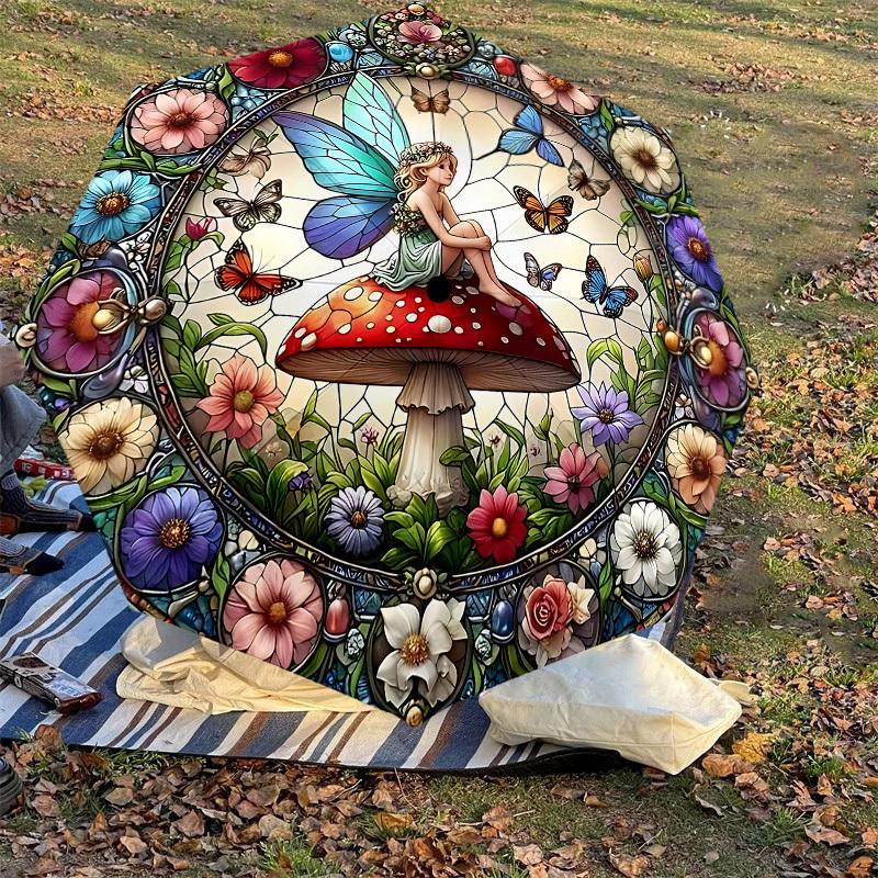 1PC fairy stained glassAutomatic Open/Close Umbrella with Windproof, 8-Rib Sturdy Canopy, Durable Ribs, Fashionable Design, Outdoor Accessory, Fun Pri