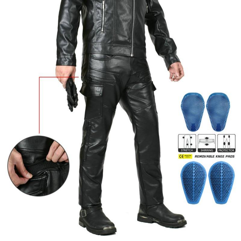 

VOLERO Motorcycle Riding Pants Slim Leather Retro Drop Resistance Windproof Breathable Silicone Protective Gear XXS