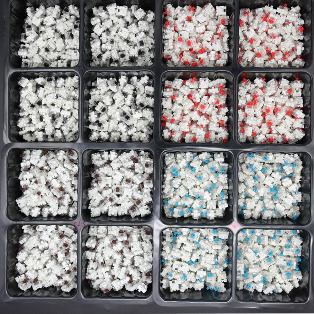 100PCS Mechanical Keyboard Black Blue Brown Red Key Switch For CIY Sockets SMD 3pin Thin Pins Compatible With MX Switch