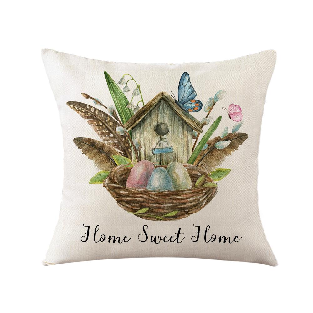Home Nordic Easter Bunny Pillow Cover Sofa Pillow Bedside Pillow Cover Linen Pillow Cover