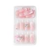 White French Tip Fake Nails With Bowknot Rhinestone Decoration For Parties And Weddings