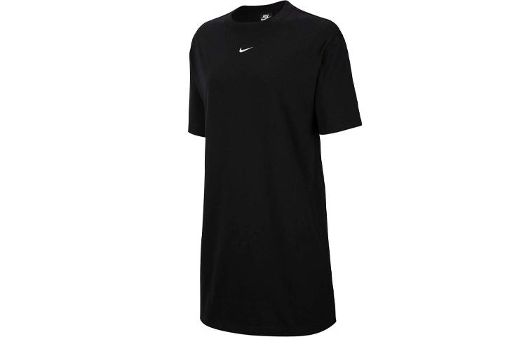 

Nike Sports Life Collection Short Sleeved Dresses Women s Black Crew Neck Thin Mid Length CJ2242-010 XS