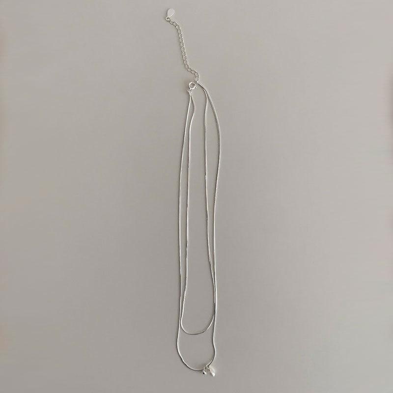 

Миниатюрный жемчужный маленький шариковый кулон двухслойная цепочка из змеиной кости ожерелье цепочка для воротника французский винтажный стиль