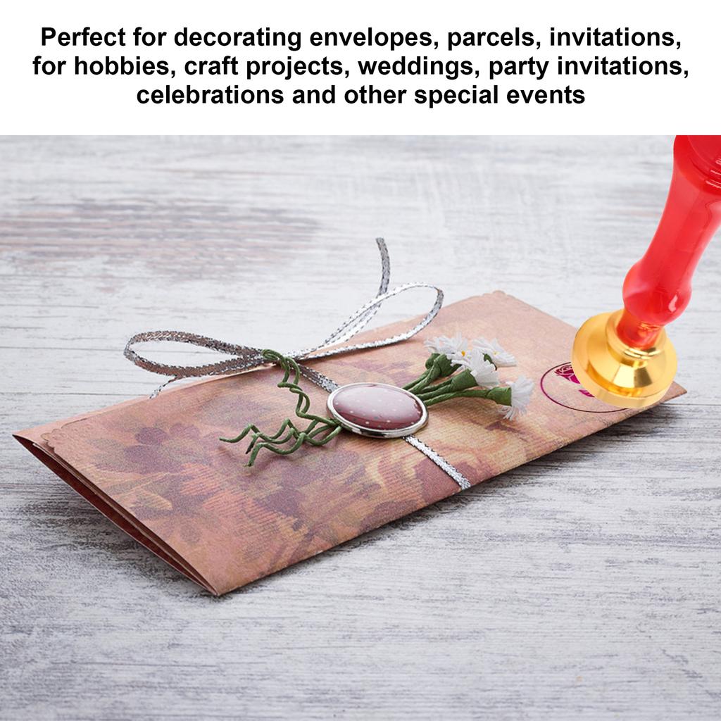 Wax Stamp Kit Delicate Pattern Detachable 4 Vintage Stamp Heads Wax Stamp Kit with Resin Handle for Invitation