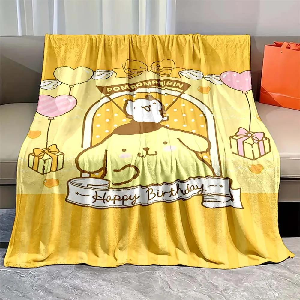 Pom Pom Purin Printed Blanket Kawaii Dog Cartoon Flannel Fluffy Soft Blanket for Adult Plush Sofa  Picnic Beach Towel