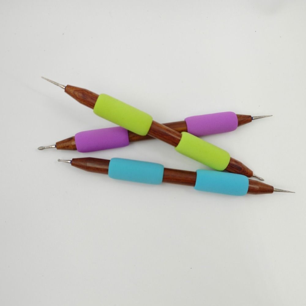Wooden Handle Pottery Texture Carving Tools Stainless Steel Needle Double-ended Ceramic Texture Scraper Comfortable Grip