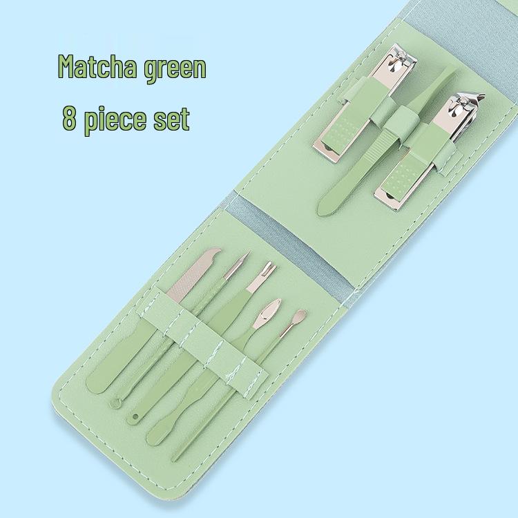 Foldable 12-Piece Matcha Green Manicure Nail Tool Set