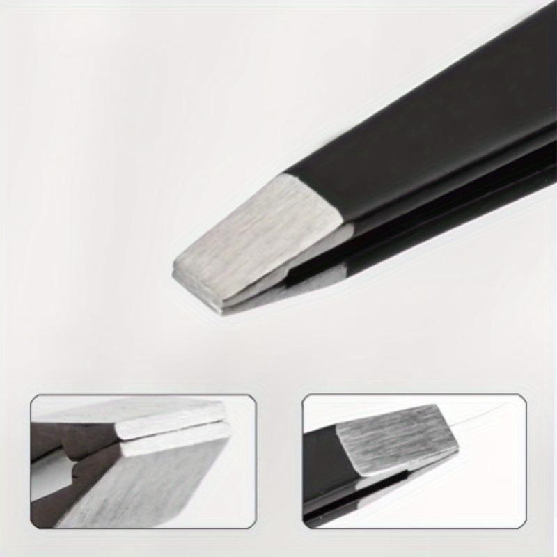 4pcs Stainless Steel Eyebrow Tweezers Set, Hypoallergenic Multi-Functional Beauty Makeup Tools Kit with Flat, Slant, and Pointed Tips for Face Use