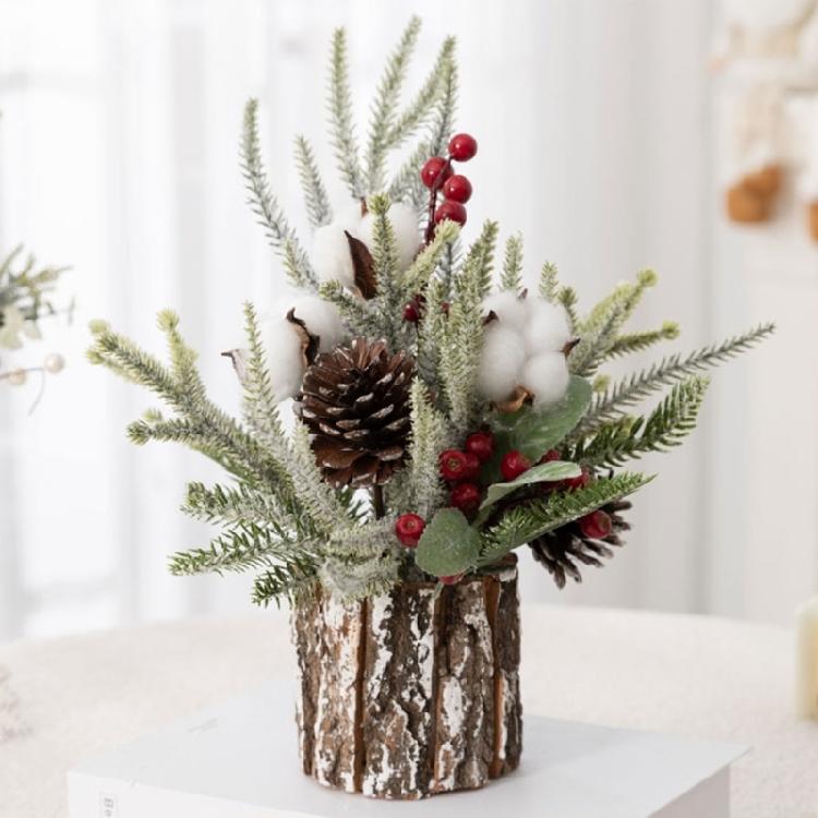 Artificial Christmas Tree Small Bucket Christmas Holiday Dining Table Decor