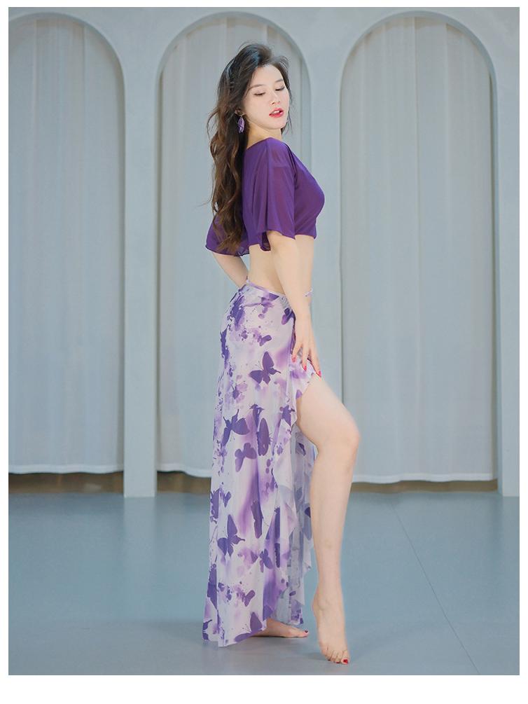 French Belly Dance Costume - Mesh Performance & Practice Set for Girl Groups