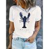 Creative Lobster Pattern Printed Women'S Trendy Short-Sleeve Shirt, Easy Casual Sports T-Shirt, Comfortable Summer Top for Holidays
