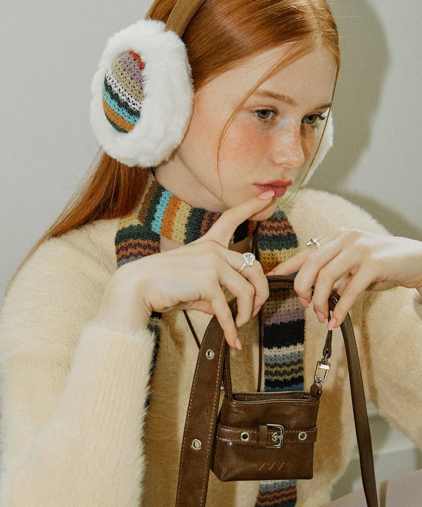 Vvv [Set] Buckle Hobo Shoulder Crossbody Bag _ Brown