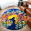 1pc Woman Forest Round Chair mat office Area Rug - Non-Slip, Floor Mat for Office, Bedroom, Ideal home decor gift p0105007