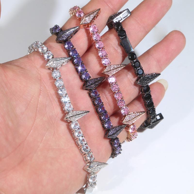 Black Panther Zircon Hip Hop Bracelet - White, Pink, Black & Purple Punk Style Bangle Jewelry