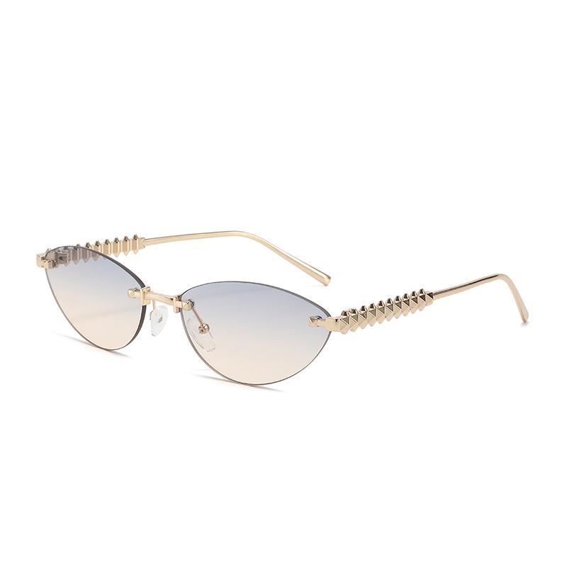 Cat Eye Fashion Rimless Design Sunglasses Female Brand Metal Sun Glasses Outdoors Casual Vacation Eyewear