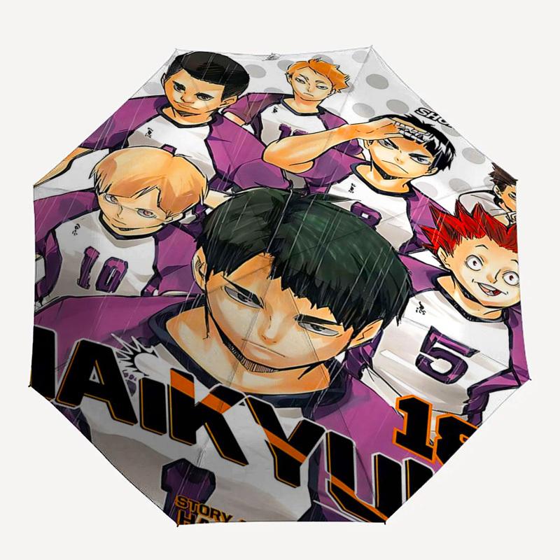 1pc Haikyuu! Anime Characters Umbrella Automatic Opening Closing, Portable 3-Fold Design, 8-Bone Iron Frame, Outdoor Umbrella, Ideal Gift for Fans, Tr