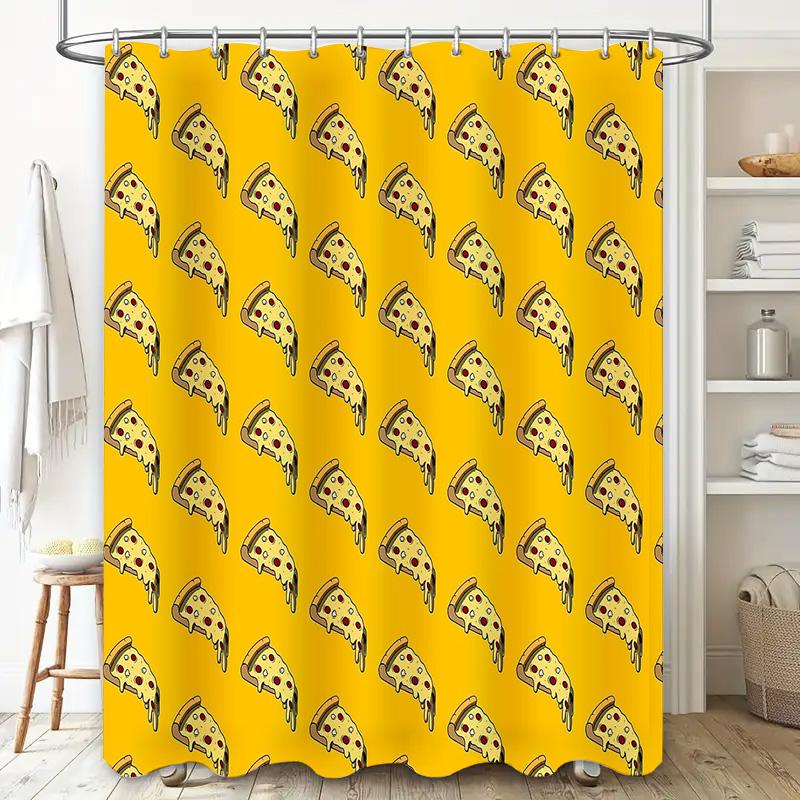 Pizza Shower Curtain Waterproof Abstract Italian Food Pattern Bathroom Decor Home Textile Modern Farmhouse Style Washable Liner