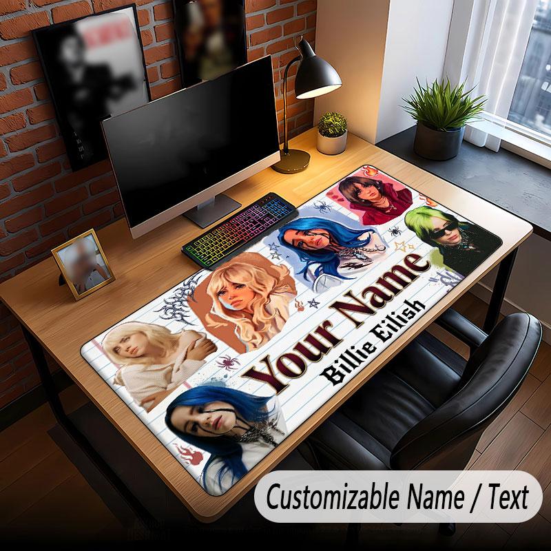 Custom Name Extended Mouse Pad,Billie Eilish Gaming Desk Mat For Home Office Desktop Decor