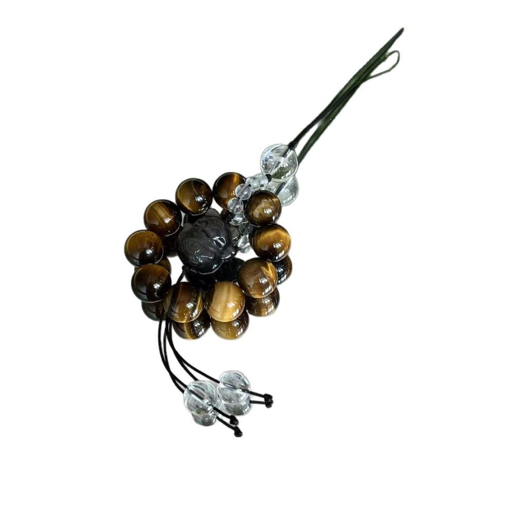 2025 Original Obsidian Tiger Eye Carved Kitten Phone Charm, High-End Design.