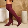 Autumn and winter new knee elastic boots pointed thin heel flying socks boots knitted tube knee boots