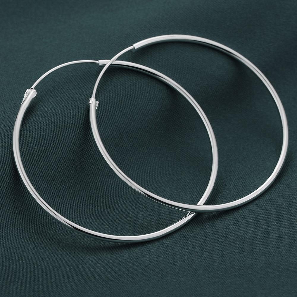 925 Silver Large Circle Hoop Earrings For Women's Wedding Fine Fashion Jewelry Accessories