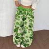 Women's Casual Christmas Print Elastic Waist Loose Fit With Plush Wide Leg Pants