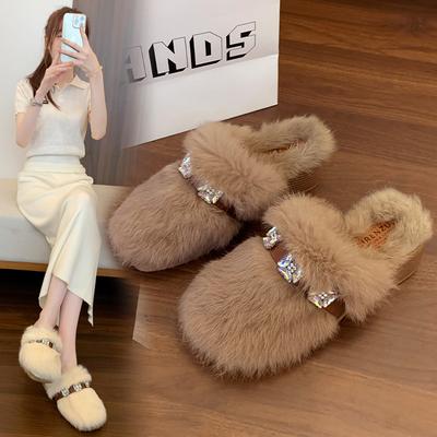 Women's Baotou Lightweight and Comfortable a Footstirrup Heightening Winter Warm Cold Padded Non-slip Wear-resistant Leisure Cotton Slippers