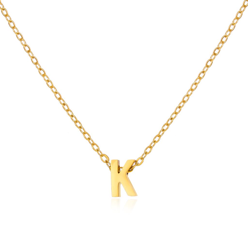 Simple Stainless Steel A-Z Initial Letter Necklaces for Women 26 Alphabet Pendant Clavicle Chain Choker Birthday Party Jewelry
