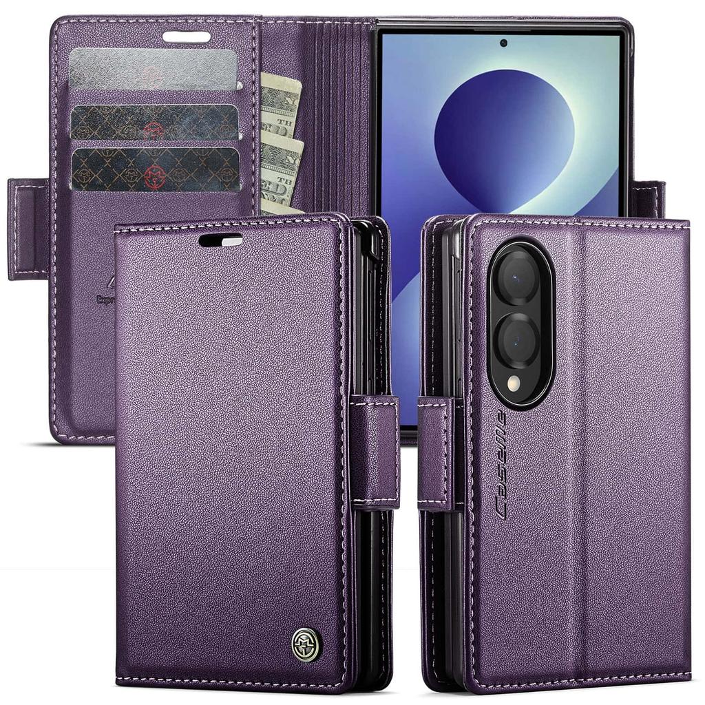 For Samsung Galaxy Z Fold 8 Case Leather Wallet RFID Blocking Card Slot Foldable Kickstand Magnetic Shockproof Luxury Cover