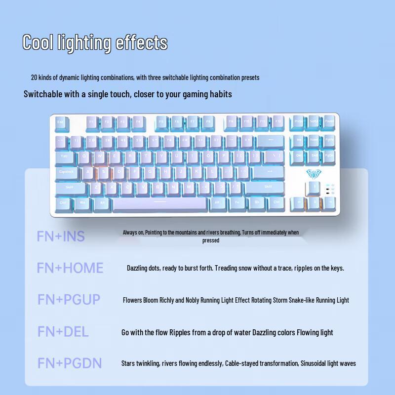 AULA F3587 Wired Portable Mechanical Keyboard and Mouse Combo