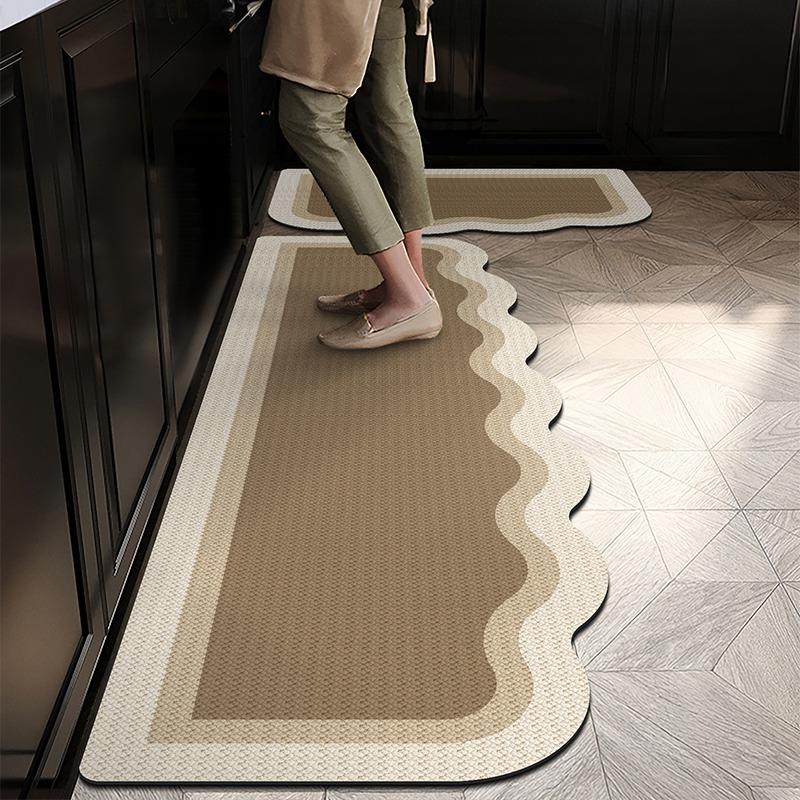 Kitchen Floor Mat Non-slip Waterproof Oil-proof Carpet Irregular Minimalist Line Texture Rug Home Decoration Foot Mats