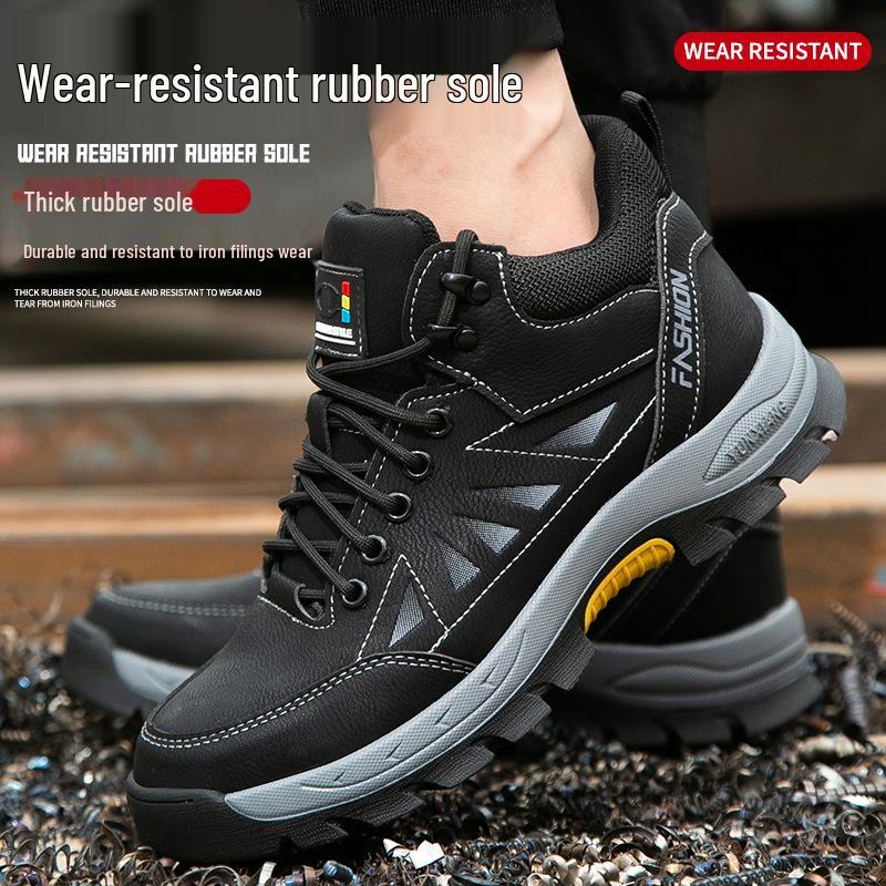 High-Top Anti-Smash, Anti-Puncture Work Safety Shoes with Non-Slip Rubber Sole