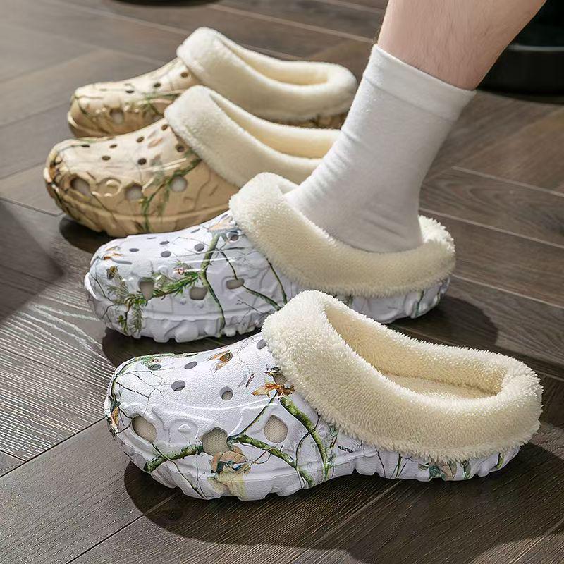Women's Thick-Soled EVA Cotton Slippers - Cute European & American Style Closed-Toe Winter Warm Home Shoes