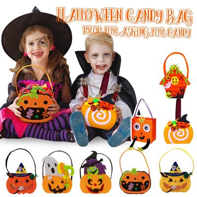 Halloween Candy Bag 3D Cushaw Bag Portable Cloth Bucket Children's Candy Bag