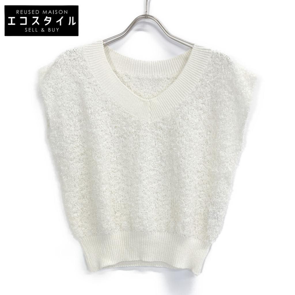 ANAYI 25 Year Old White GIMA Feather V Pullover Tops 36 whiteUsed