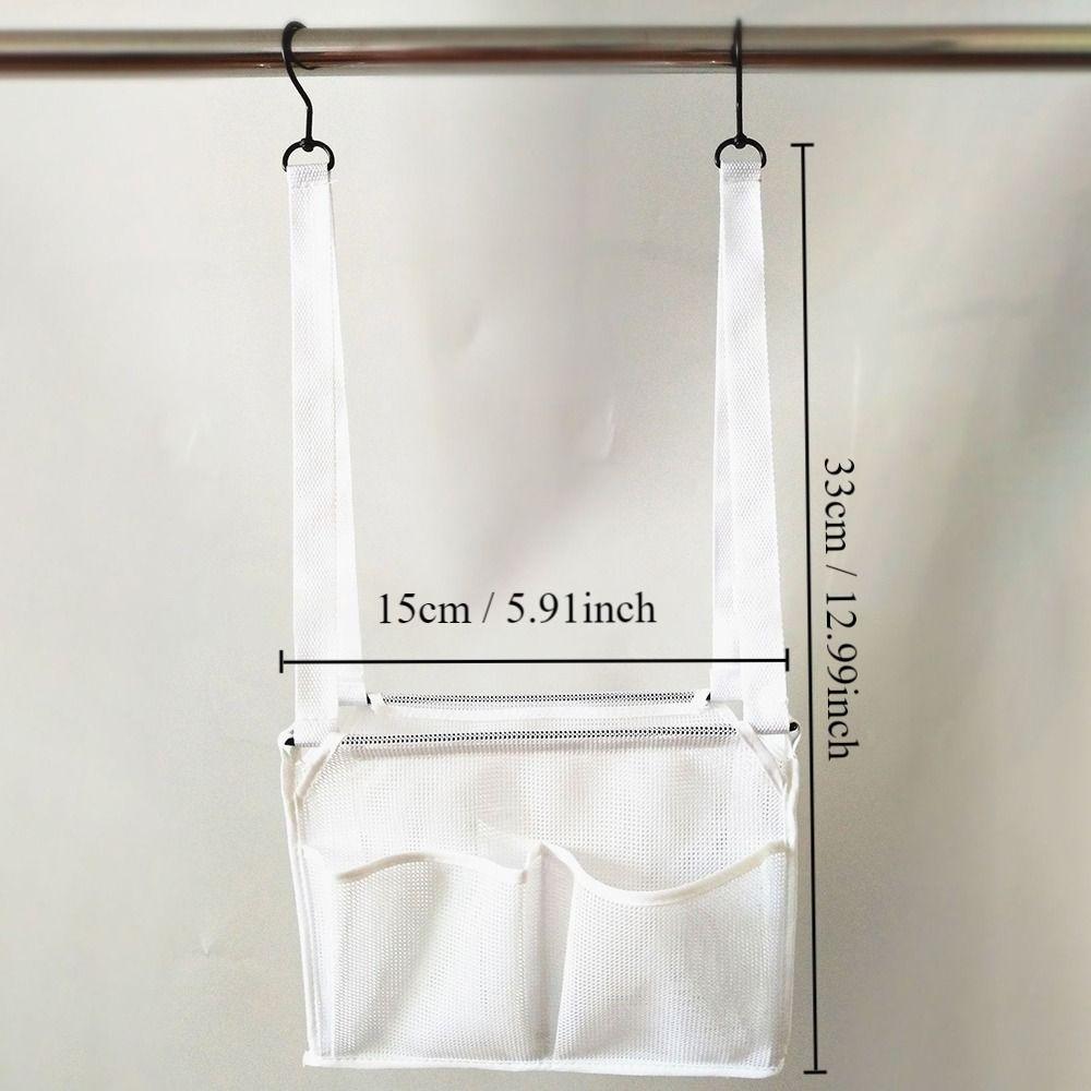 With 2 Hooks Hanging Mesh Bag Practical Bath Storage Bag Durable Shower Organizer  Bathroom