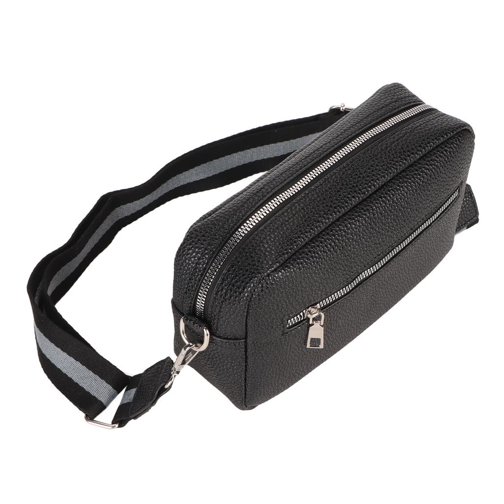 Messenger Shoulder Bag Fashionable PU Leather Large Capacity Messenger One Shoulder Bag Black PU