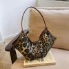 Vintage Leopard Print Bag for Women  Large Capacity Shoulder Bag for Work and Commuting  New Autumn Fashion Trend