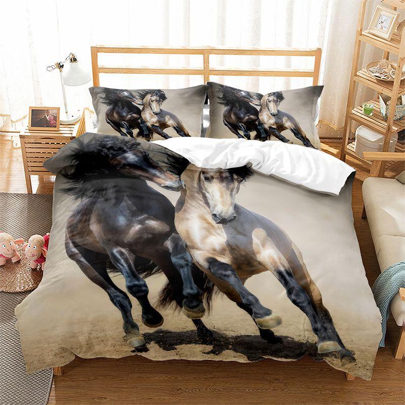 Running Unicorn Horse Bedding Set 3D Print Polyester Duvet Cover Single Twin Queen King Size for Home Decoration Birthday Gift