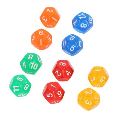 40Pcs 12 Sided Transparent Dice Waterproof 5 Colors Translucent Dice for Board Games and Teaching Math
